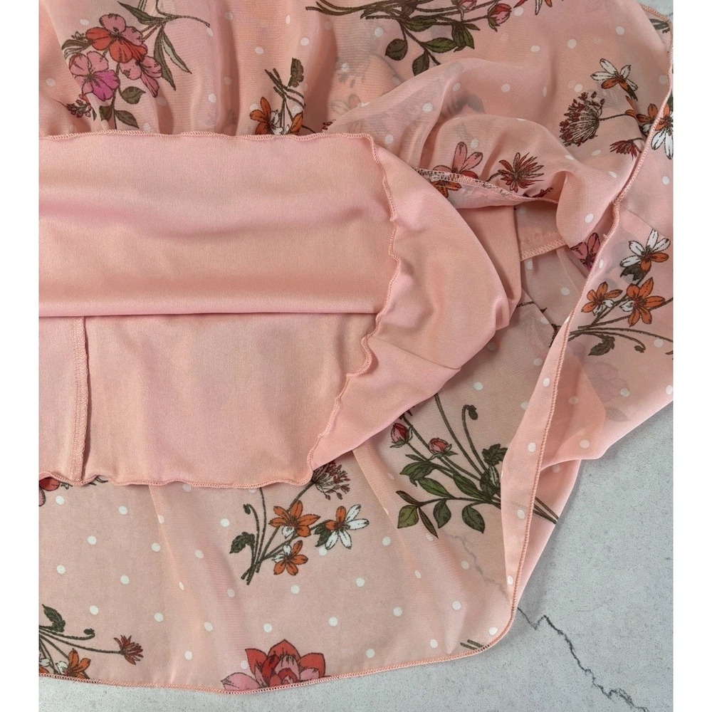 Kate • Lily Cottagecore Pink Floral Midi Dress 6 Ruffle Neck Flutter Sleeve Boho - Picture 4 of 13